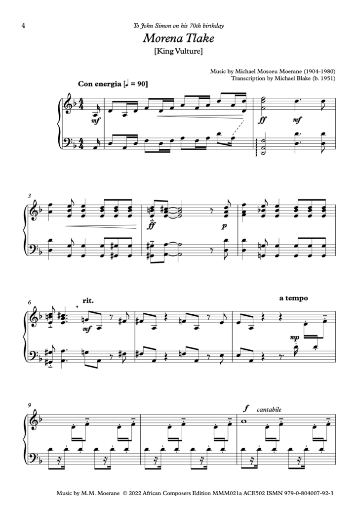 moerane - moerane tlake - transcr. blake